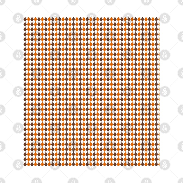 Brown Orange and White Argyle Pattern Diamond Checks by squeakyricardo