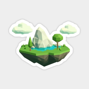 Floating 3D low poly island Magnet