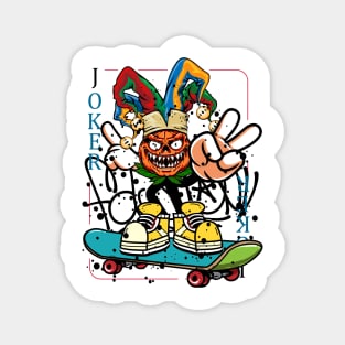 Halloween Joker Playing Card with Skateboard Graffiti Magnet