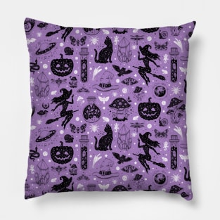 Cute Purple Sassy Witch Pillow