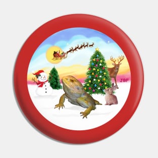 Santa's Iguana Watches Him Take Off Pin