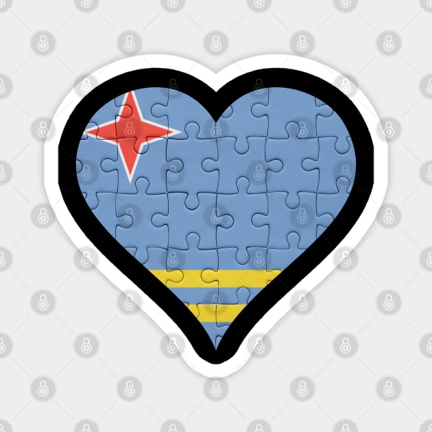 Aruban Jigsaw Puzzle Heart Design - Gift for Aruban With Aruba Roots Magnet by Country Flags