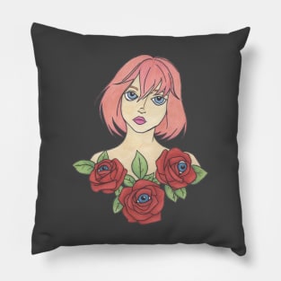 Pastel Rose Girl Pillow