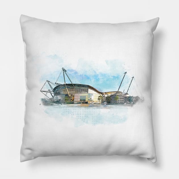 Manchester City - Etihad Stadium Pillow by Phil Shelly Creative