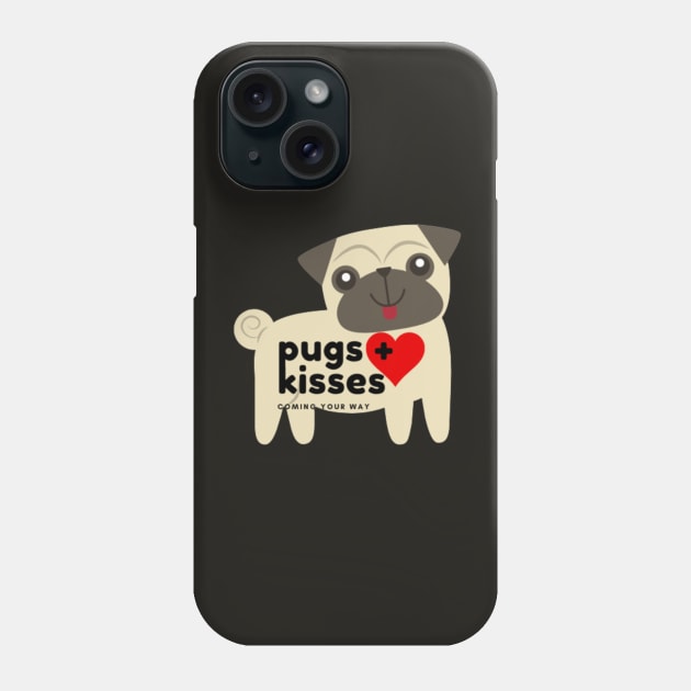 Pug and Kisses Phone Case by Primigenia