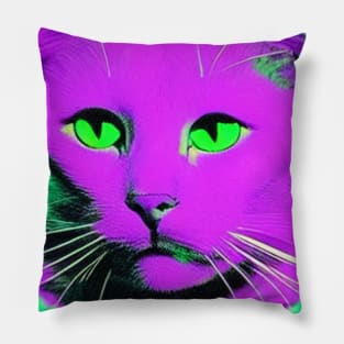 Cat retrowave neon Pillow