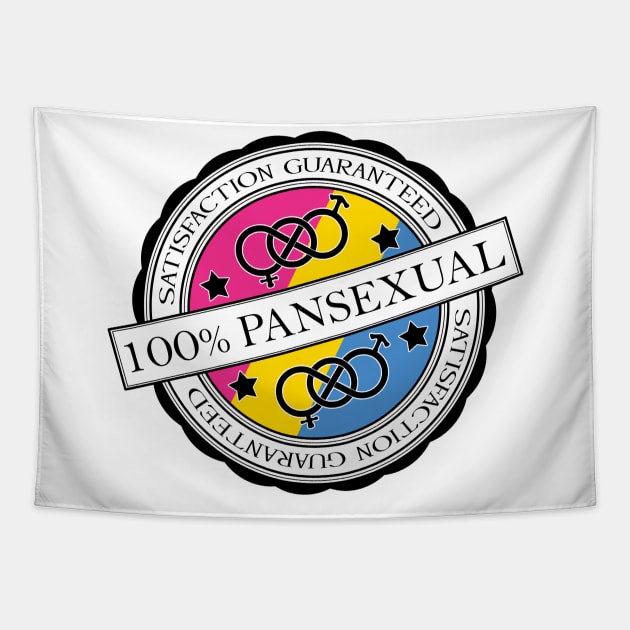 100% Satisfaction Guaranteed Pansexual Pride Flag Colored Stamp of Approval Tapestry by LiveLoudGraphics