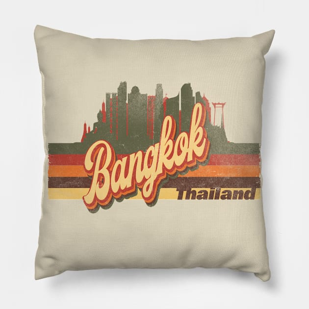 Retro Vintage Bangkok (distressed look) Pillow by Happy as I travel