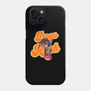 Cute Doxie Dog with guitar on Dachshund Dogs Rock tee Phone Case