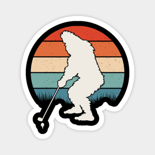 Retro Bigfoot Playing Golf Magnet