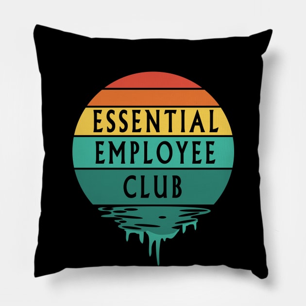 Essential Employee Club Vintage Sunset Pillow by Shawnsonart