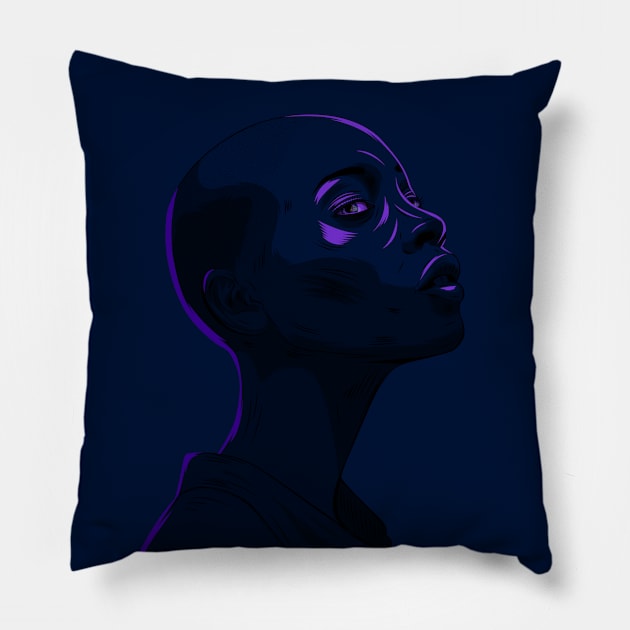 Black woman Pillow by Priscila Floriano