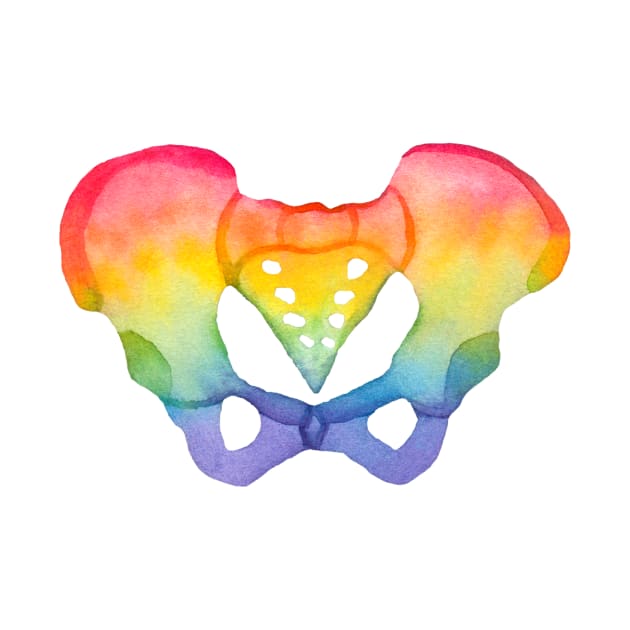 Rainbow Watercolor Pelvis (white) by ayemfid