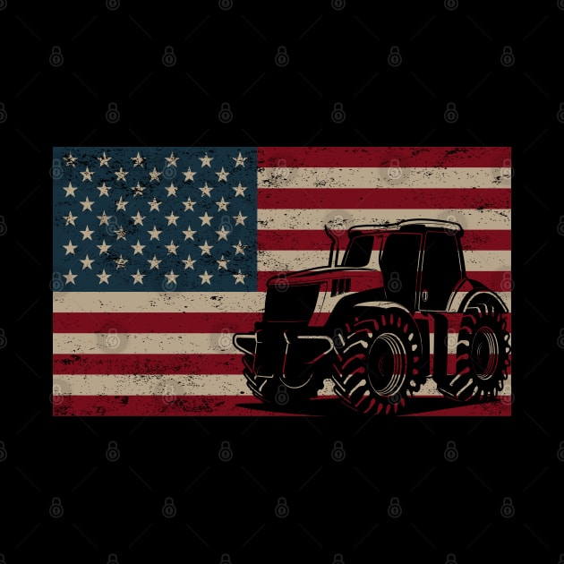 Tractor American Flag patriotic vintage farming by DragonTees