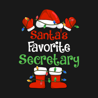 Santa's Favorite Secretary Funny Christmas Pajamas T-Shirt