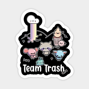 Kawaii Raccoon, Rat and Opossum, Team Trash Pastel Rainbow Magnet