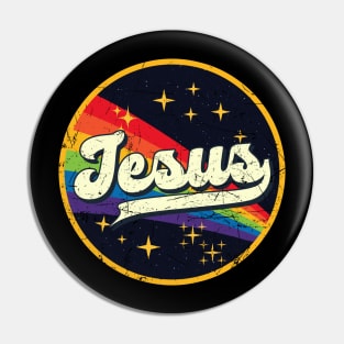 Jesus // Rainbow In Space Vintage Grunge-Style Pin
