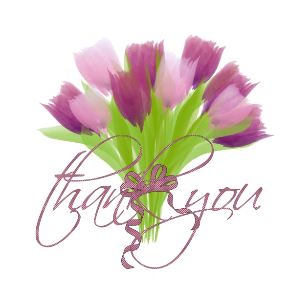 Bright Pink Tulips Thank You by technotext