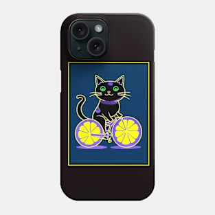 Cat on a Bicycle : A Louis Wain abstract psychedelic Art Print Phone Case