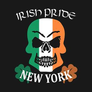 Saint Patrick's Day New York Irish American Shamrock Skull Pride T-Shirt