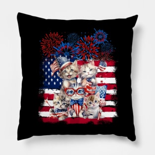 Cat Happy Freedom Day Cat Lovers Cat Moms 4th July American Pillow