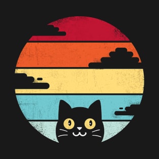 Retro Sunset Cat Lover T-Shirt