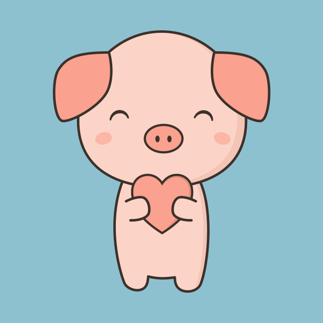 Pig With Kawaii Cute Heart by happinessinatee