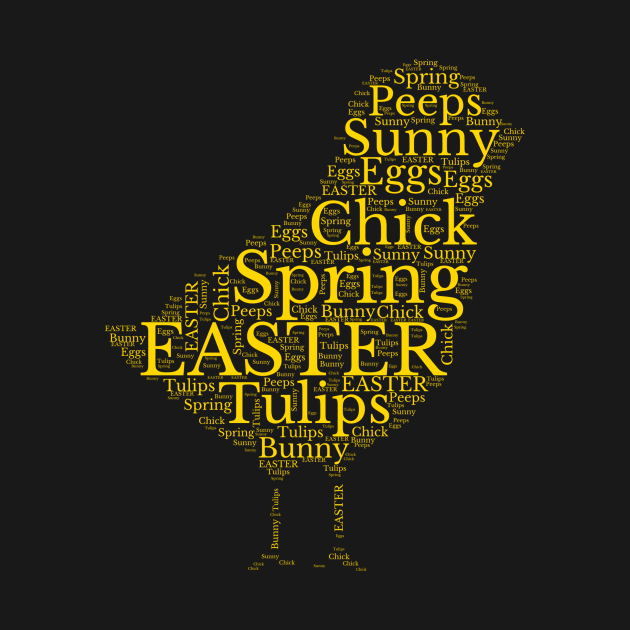 Cute Yellow Chick Easter Words by JanesCreations