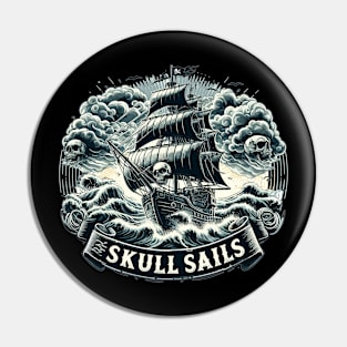 Pirate Ship, Skull Sails Pin