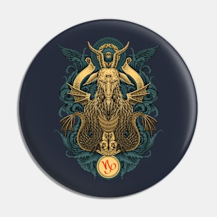 Capricorn Engraving Art Pin