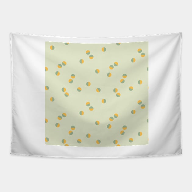 Scattered Dots Minimalist Geometric Pattern - Marigold and Green Tapestry by Charredsky