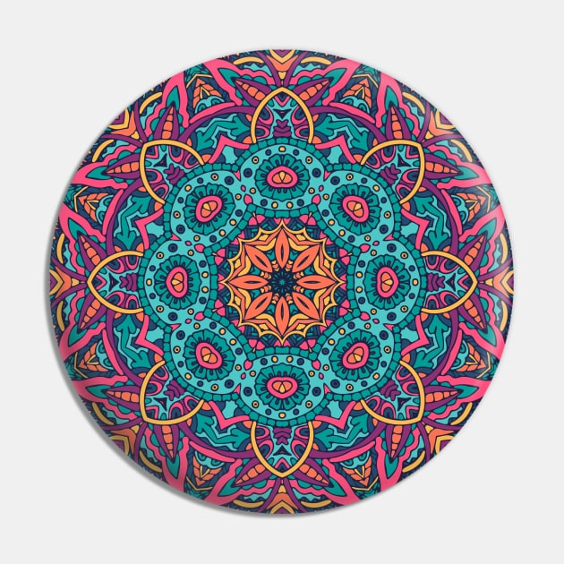 Colorful Oriental Rug Mandala Boho Pattern Pin by jodotodesign