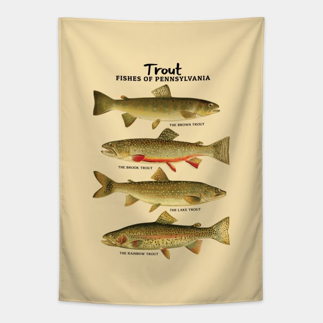 Trout Fishes of Pennsylvania Tapestry by KewaleeTee