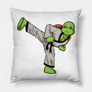 Cartoon turtle doing hapkido Pillow