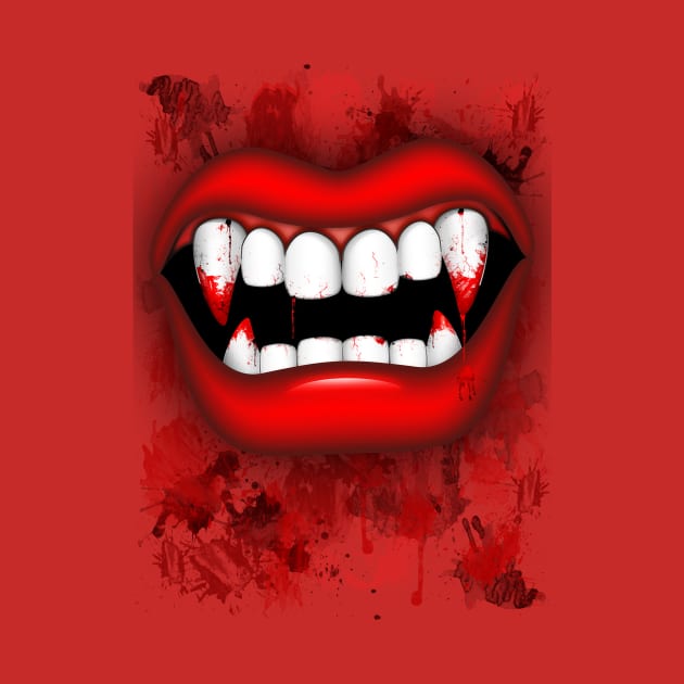 Vampire Red Bloody Mouth by BluedarkArt