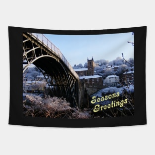 Seasons Greetings Ironbridge over The River Severn Tapestry