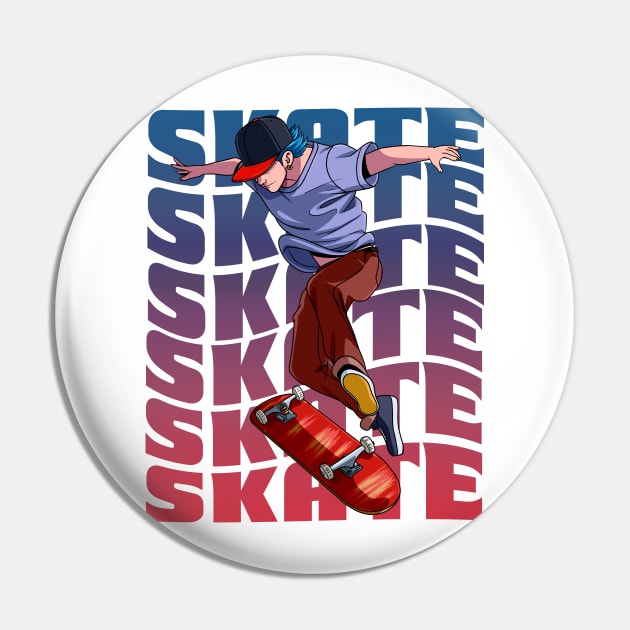 Skateboarder 360 Tre Flip Skater Skate Sk8er Boi Pin by Noseking