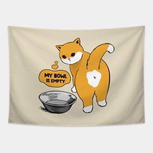 Cat and empty bowl Tapestry