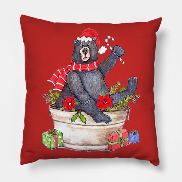 Merry Beary Christmas Pillow by Julie Townsend Studio