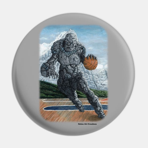 Rock Golem Playing Basketball Pin by Helms Art Creations