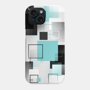 Midcentury Modern Retro Squares in Blue and Gray Phone Case