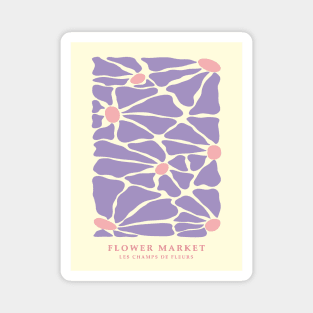 Flower market, Cute purple flowers, Danish pastel, Fun art, Museum poster, Groovy abstract flowers Magnet