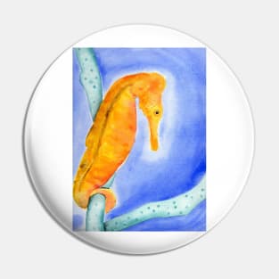 Seahorse Watercolor Painting Pin