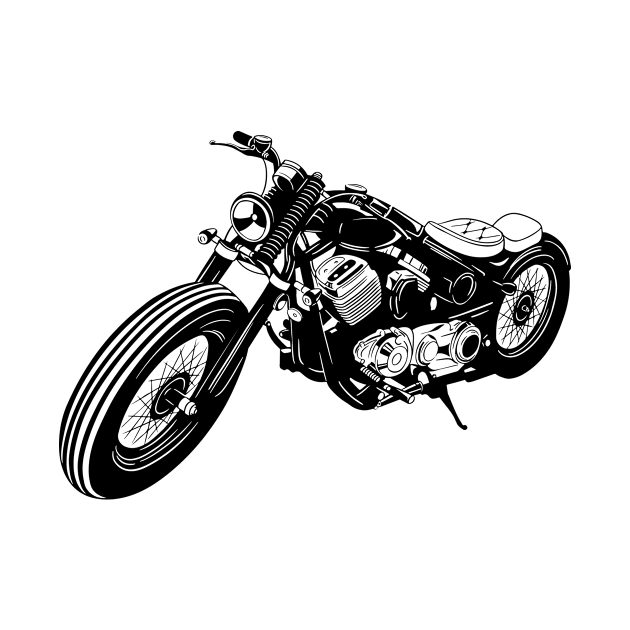 Illustration of stylized black and white motorcycle by iswenyi Art