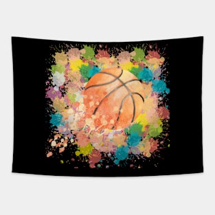 Basketball In Splattered Paint Tapestry