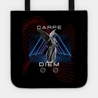 black modern streetwear carpe diem Tote