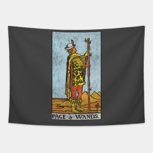 Page of wands tarot card (distressed) Tapestry