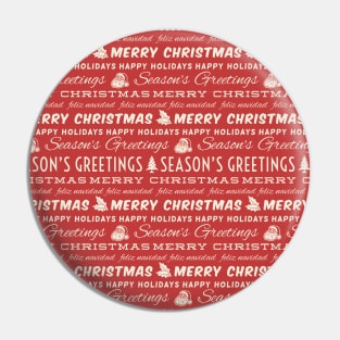 Merry Christmas Typography Pattern Pin