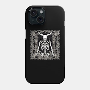 Skeleton With Horns and Gothic Background Phone Case