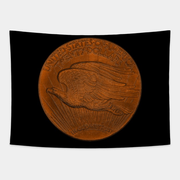 USA Twenty Dollars Coin in Orange Tapestry by The Black Panther